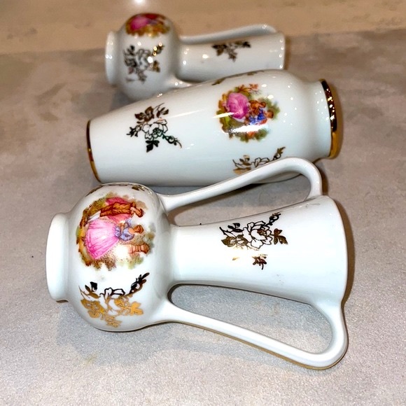 Limoges Collection of 3 Vintage Miniature F & M Bud Vases Made in France EUC - Picture 11 of 11